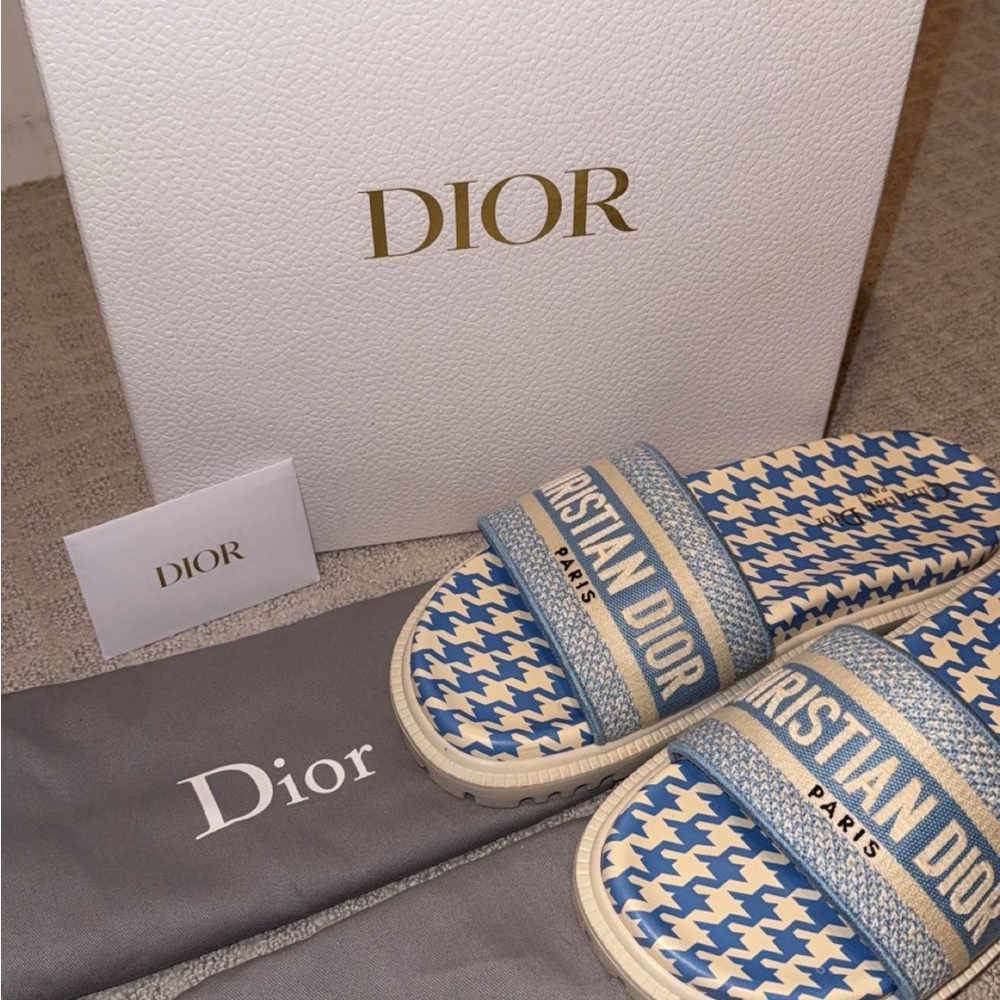 Dior Blue and Cream Sandals
